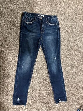 Flying Monkey Dark Blue Skinny Jeans with Distressed Details